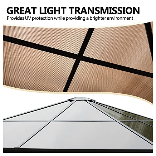 Qzen 10' X 10' Patio Hardtop Gazebo, Permanent Polycarbonate Roof Outdoor Gazebo, Aluminum Frame Patio Gazebo With Netting And Curtains For Backyard, Garden, Lawn And Deck #TOP5