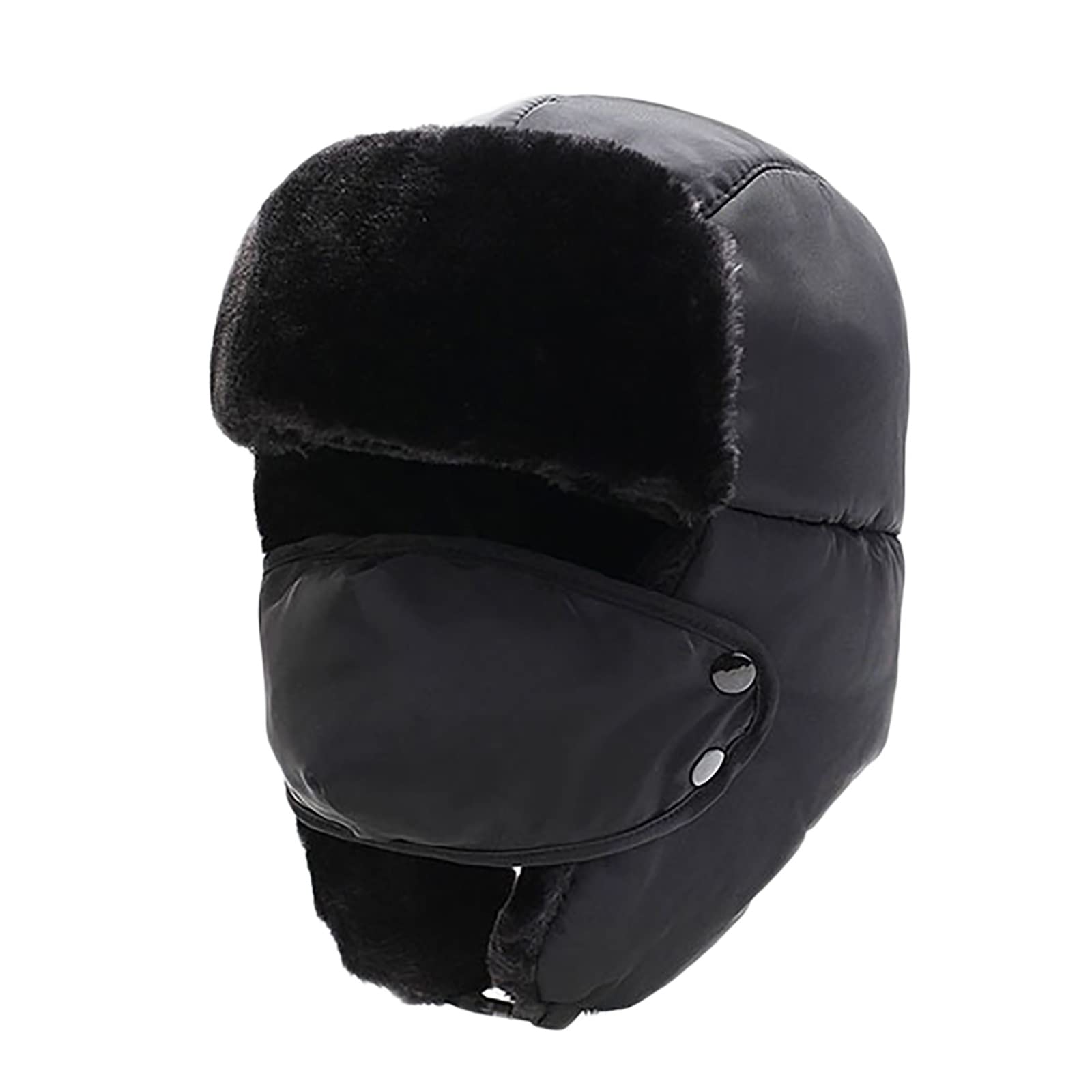 G&F Unisex Black Bomber Hat Bomber Hats Winter Trooper Trapper Hats Russian Ushanka Cap With Windproof Mask For Skiing, Skating And Climbing (Color : Size : One Size)