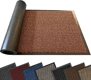 TrendMakers SMALL GREY/BLACK DOOR MAT DIRT TRAPPER NON SLIP WELCOME ENTRANCE INDOOR/OUTDOOR RUBBER BACKED DOORMAT RUNNER BARRIER MATS RUG PVC EDGED KITCHEN FLOOR MAT 40X60CM (1ft 4" x 2ft)