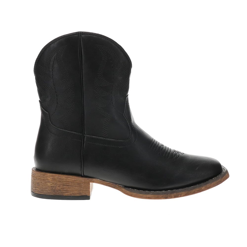 Roper Womens Shayla Embroidered Square Toe Zippered Casual Boots Ankle Low Heel 1-2 - Black