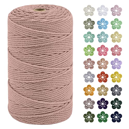 LEREATI Macrame Cord 3mm x 200m, Thick Macrame Rope Natural Cotton Rope Craft String