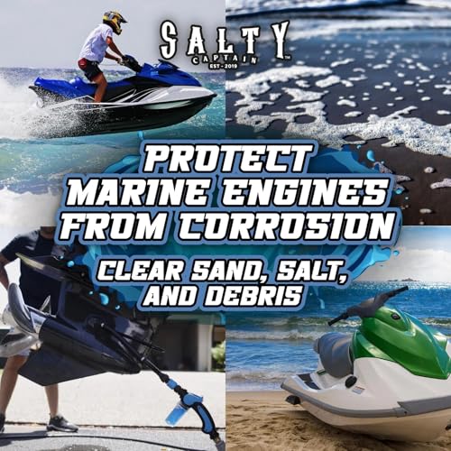 Salty Captain Marine Engine Flush Kit - Clean, Optimize & Protect Jet Ski Engine Cooling System & Exhausts, Universal Motor Flush Adapter & Outboard Boat Performance Maintenance Solution