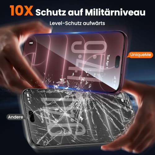 UniqueMe für iPhone 18 Pro Max für Panzerglas, 9H-Härte - 2 Stück Folie – Ansicht 2