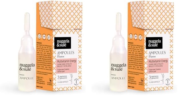 Nuggela & Sulé Ampolla Multivitamina-Energy - Brillo & Vitalidad. Con Cáscara de Limón y Glucógeno Marino. Ilumina y Nutre el Cabello al Instante. Efecto Flash. Tratamiento para 1 semana. 1 x 10 ml
