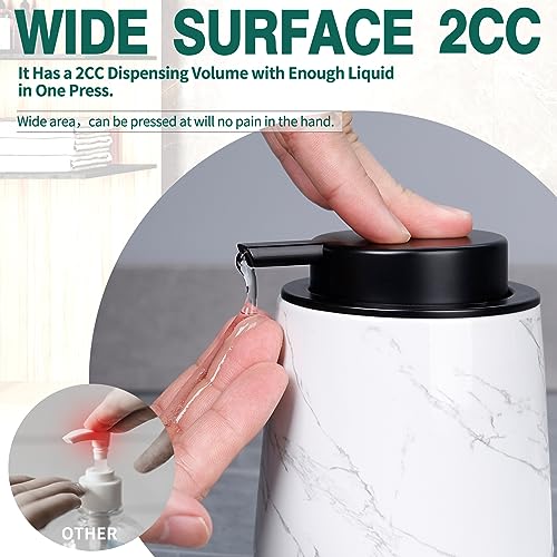 Image of Bosilunlife Hand Soap Dispenser - Marble Lotion Dispenser 12Oz Ceramic Soap Dispenser Bathroom Refillable Liquid Pump Dispenser for Bathroom Kitchen Dispenser for Dish Soap with Easy-to-Press Pump