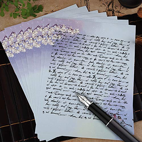 NUIBY 64 Pcs Letter Writing Stationery Paper Letter Set (32 stationery Paper + 32 Envelopes) Ink Painting Classic Vintage Antique Design - Thumbnail 4