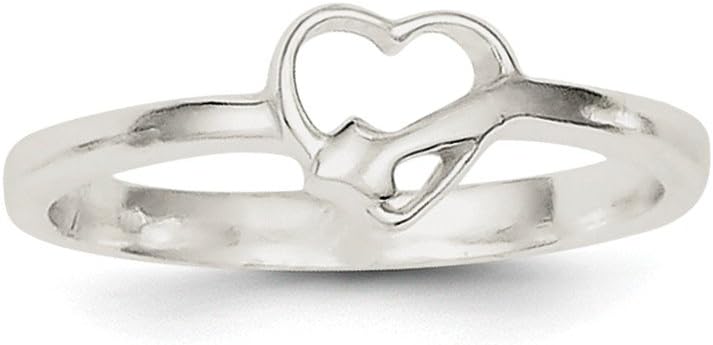 Diamond2Deal Solid 925 Sterling Silver Heart Promise Ring