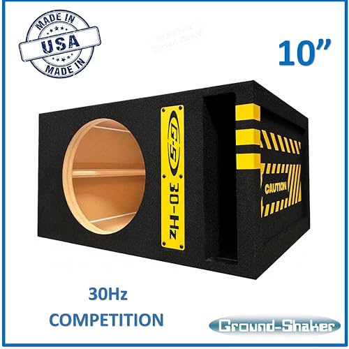 Image of 30HZ Reinforced Competition Single Ported Sub Box Sub Woofer Enclosure Speaker Box Car Audio Subwoofer Ground Shaker Box Ground-Shaker (Caution Yellow, 10 inch)
