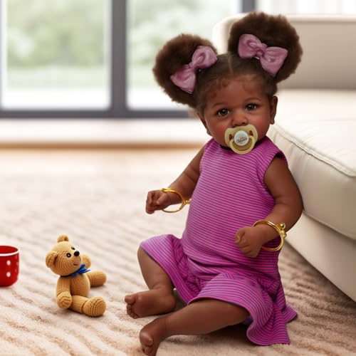 Muñeca Reborn Black Baby 22 Pulgadas con Accesorios miniatura 4