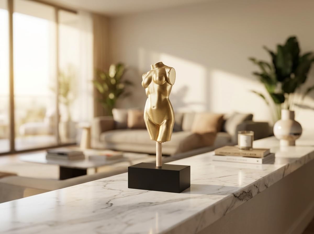 Female Torso Statue - Classical European Artistic Gold Bust | Elegant feminine anatomy definition