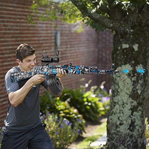 Large Akm-47 Gel Cool Ball Blaster With Drum And Sight, Rechargeable Gel Ball Splat Toy With 40000 Water Beads Ammo, Double Shooting Modes, Suitable For Adults, Age 12+, Blue #TOP5