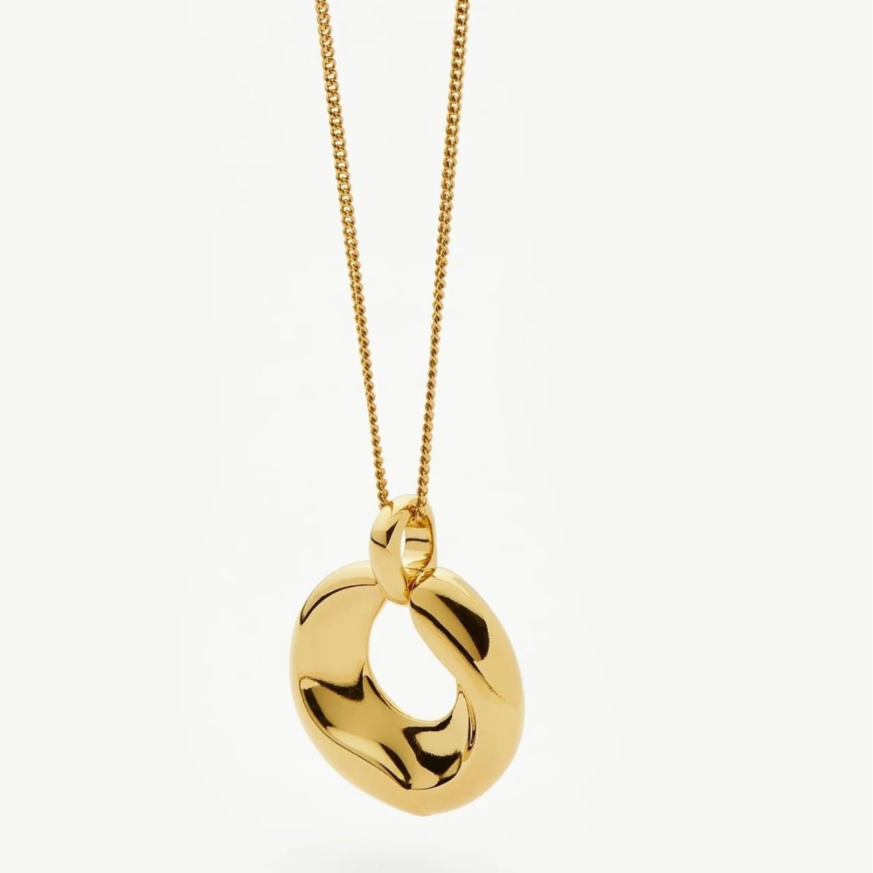 Sculptural Ridge Molten Pendant Necklace For Women | Tarnish-Free 18K Gold Plated Copper Multi-Layered Chain Necklace | Minimalist Geometry Daily Jewelry Accessories - Image 6