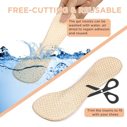 Image of 3 /4 High Heel Cushion Insoles, Self-Adhesive Arch Support Inserts for Flat Feet and Arch Pain Relief, Gel Shoe Inserts for Sandal, Flats and High Heels (2 Pairs, Apricot+Black, Women's 5-8.5)