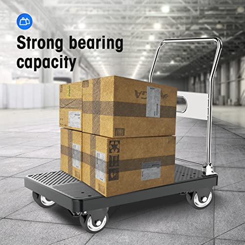 Image of 3 inch Caster Wheels Set of 4, Heavy Duty Casters with Brake, No Noise Locking Casters with Polyurethane (PU) Wheels, Swivel Plate Castors Pack of 4