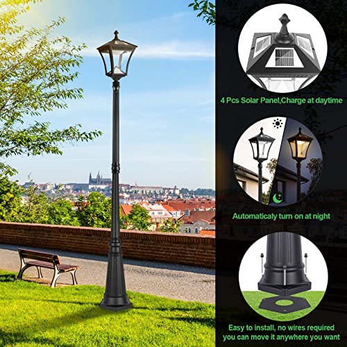 Cinoton 84.6" Solar Lamp Post Lights Outdoor,3 Different Light Modes Dusk To Dawn Outdoor Street Light For Backyard Patio Garden Driveway Pathway #TOP5