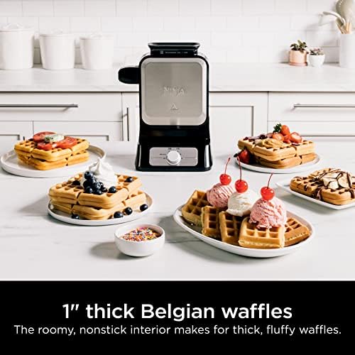 Ninja Belgian Waffle Maker Pro, 5 Shade Settings, Black/Silver, BW1001 - 3