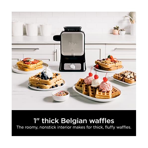Ninja-Belgian-Waffle-Maker-Pro-Vertical-Design-5-Shade-Settings-with-Precision-Pour-Cup-Chef-curated-Recipe-Guide-Black-Silver-BW1001