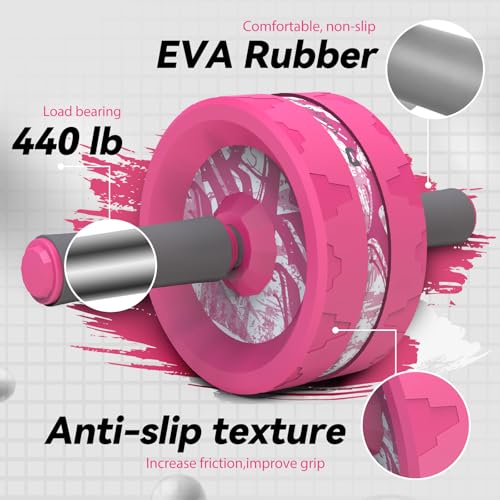 Image of VINSGUIR Ab Roller Wheel, Abs & Core Workout Equipment for Home Gym with Knee Pad Accessories, Abdominal Wheel for Full-body Strength Training