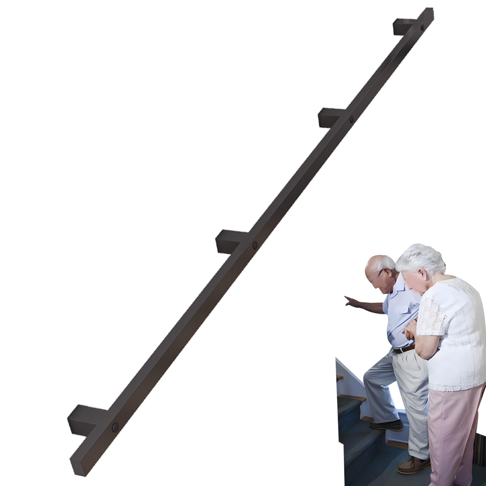 Fkxsxaz 6Ft~14Ft Industrial Pipe Wall Handrail, Non-Slip Hand Rail Stairway Railing Banister Kit W/Sturdy Metal Brackets Safety Support For Loft Corridor Steps Porch Grab Bar(18Ft/540Cm)