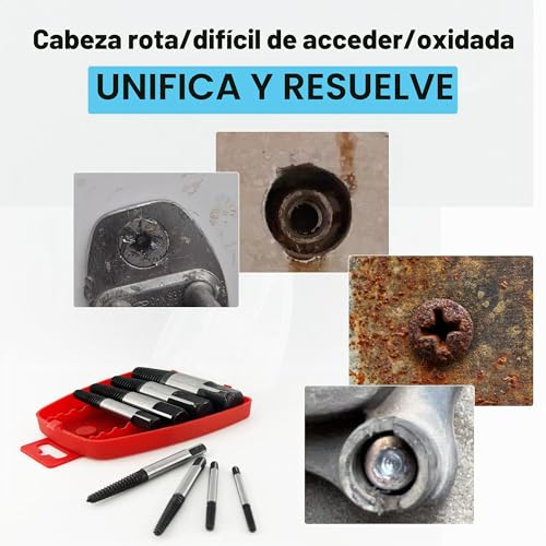 Miniatura 3 de Juego De Extractor De Tornillos Profesional, Kit De Extractor De Tornillos, Juego De Extractor De Tornillos De 8 Piezas, Para Quitar Tornillos Dañados