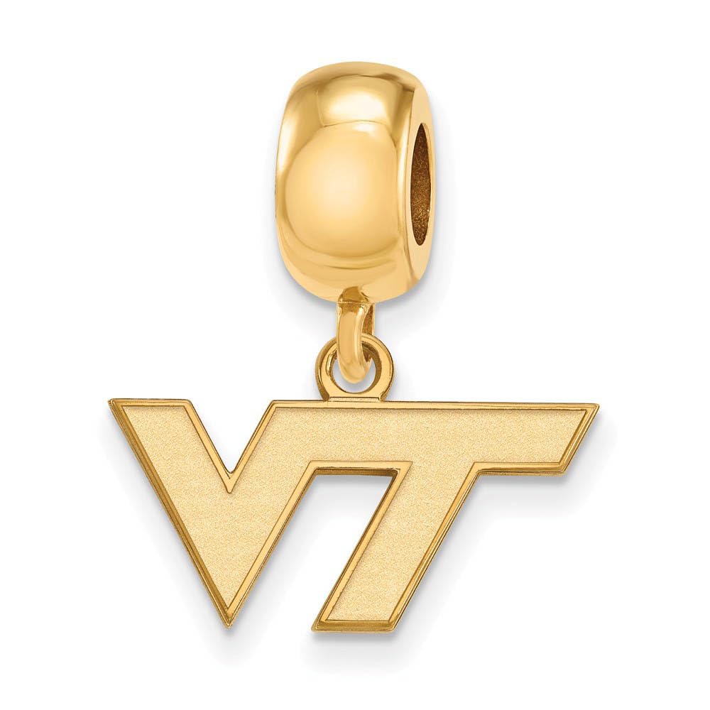 LogoArt 14k Yellow Gold Plated Sterling Silver Virginia Tech XS Dangle 'VT' Bead Charm