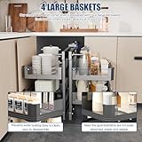 VELPAX 900mm Blind Corner Pull Out Organizer,2 Tier 4 Shelf Kitchen Cabinet Organizer,Extendable Cupboard Organiser Shelf,for Blind Corner Kitchen or Bathroom Cabinet - Image 4