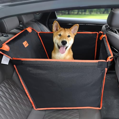 pecute Extra stabiler Hundeautositz, verstärkter Hundeautositz, kleiner Hund mit atmungsaktivem Netz und verstellbarem Hunde-Sicherheitsgurt, robuster und wasserdichter Haustier-Autositz für den