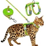 Freezx Juego de arnés y correa para gatos, arnés ajustable a prueba de escape para caminar de forma segura, arnés de viaje ligero y suave para gatos pequeños y medianos