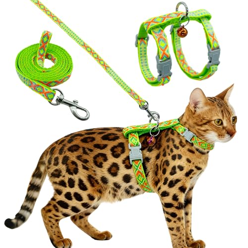 Image of Freezx Cat Harness and Leash Set - Adjustable Escape Proof Cat Harness for Safe Walking - Lightweight Soft Travel Kitten Harness for Small Medium Cats