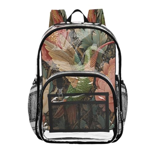 Hummingbird Clear Backpack - Stadium Approved Large 15.7-inch Waterproof Transparent Bag for Sports, Concerts, Work, Travel#469