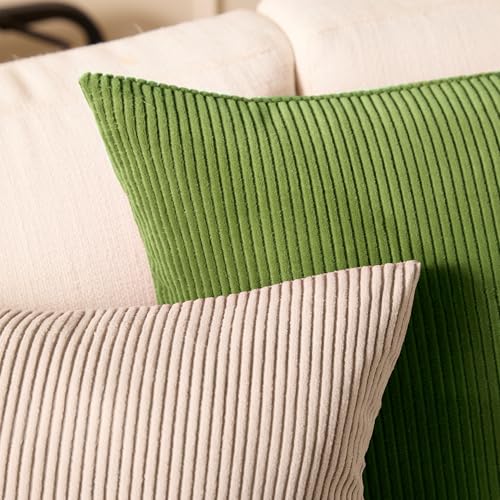 Image of Encasa XO Corduroy Cushion Covers, Boho Pillow Covers, No Inserts Green