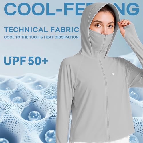 Image of Venzina Women's UPF 50+ Lightweight Athletic Jacket UV Sun Protection Full Zip Cooling Hoodie Long Sleeve Sunscreen Protective Clothing for Women for Outdoor Hiking, S-XL