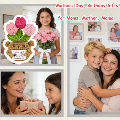 Gifts for Mom from Daughter Son,Handmade Positive Tulip Flower Crochet Gift - image 5