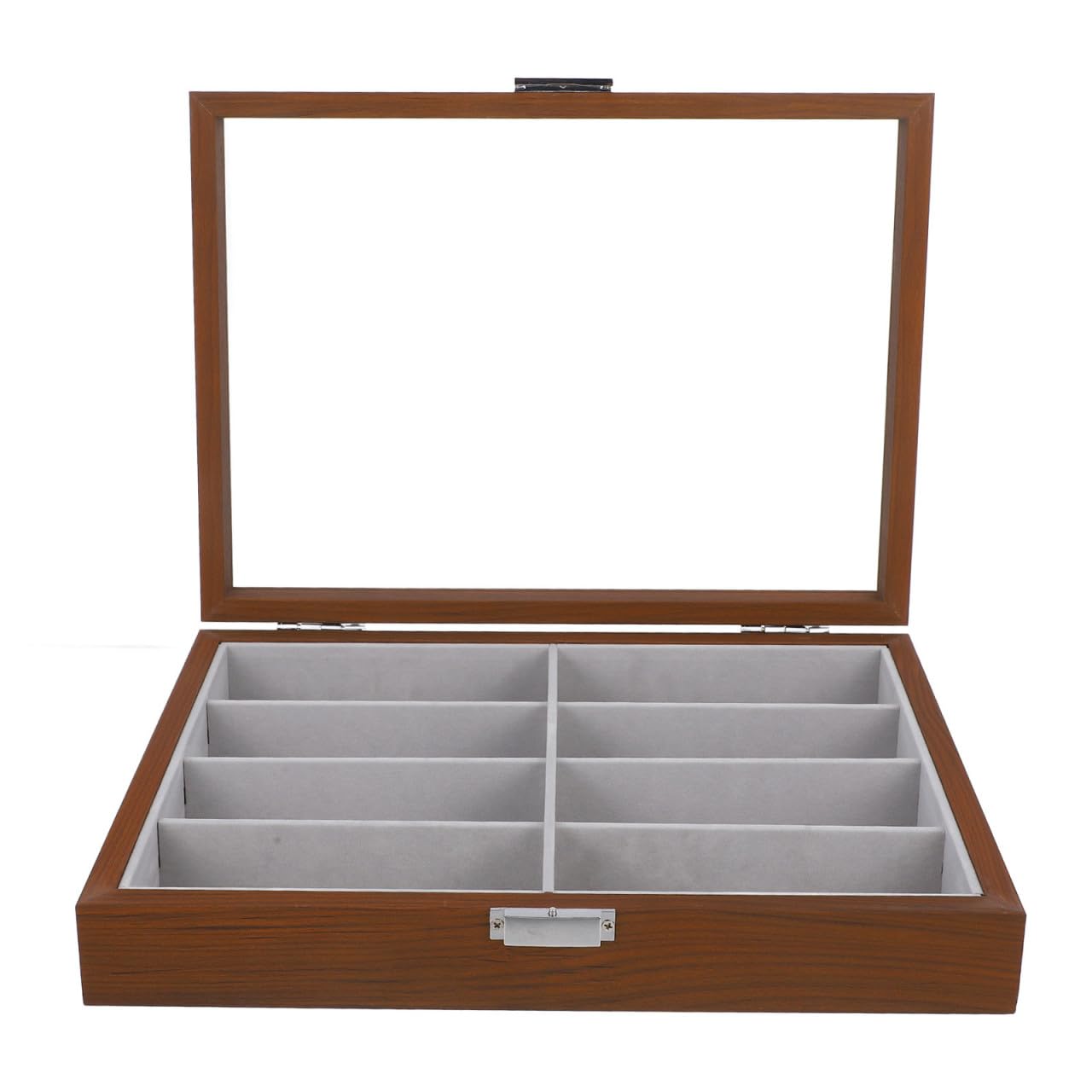 Brillenbox Holz mit 8 Fächern zur Aufbewahrung von Sonnenbrillen Aufbewahrungsetui für Sommer mit Staubschutz und Displayfunktion für Damen und Herren