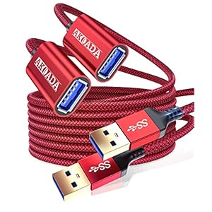 AkoaDa USB Verlengkabel Kabel，USB 3.0A Male naar A Female，(2 stuks, 3 + 3 m), voor kaartlezer, toetsenbord, USB-stick…