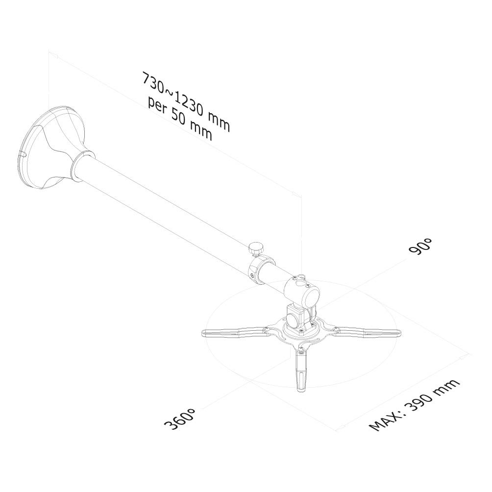 NewStar BEAMER-W100 Support mural universel Pour projecteur Longueur 79 à 129 cm Argent