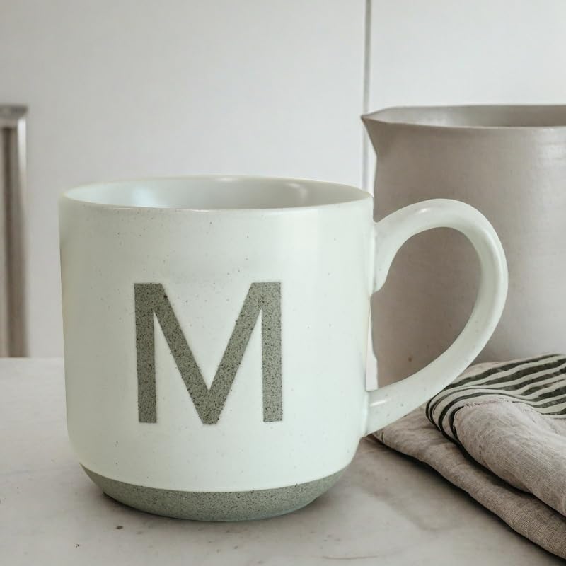 COLLECTIVE HOME - Ceramic Mug, Uppercase Letter Design, Matte Sandstone Texture, Minimalist and Stylish, 15oz, Perfect for Personalized Gifts (M) - Image 3