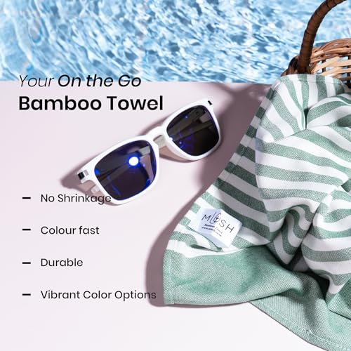Image of Mush Grab & Go Bamboo Travel Towel | 100% Bamboo Bath Towel for Beach, Hiking & Gym Towel for Men Workout | Compact Towels with Travel Bag | 60x120 cms, 250GSM Quick Dry & Featherlight | Green