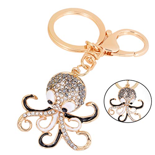 SUPVOX Polvo cristal strass chaveiro bolsa pingente polvo chaveiro pingente cinza