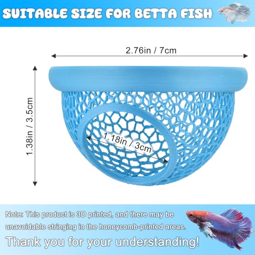 Image of Blue Floating Betta Hide & Shrimp Cave: 3-in-1 Aquarium Hammock, Feeder & Resting Spot for Betta Fish, Shrimp & Small Fish | Eco-Safe PLA