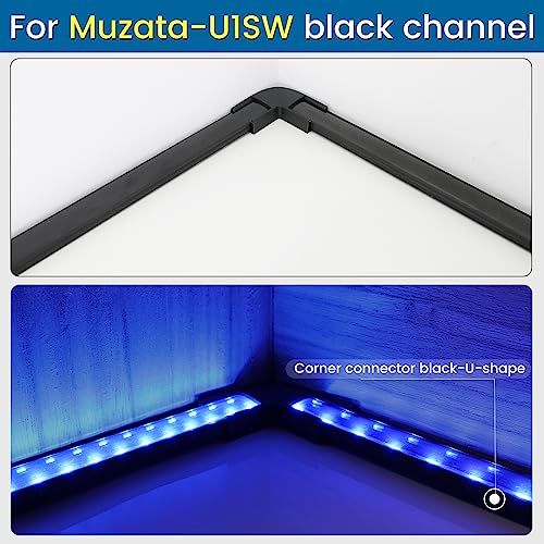 image for Muzata 8Pack Black Corner Connector Kit for LED Channel L Shape 90 Deg