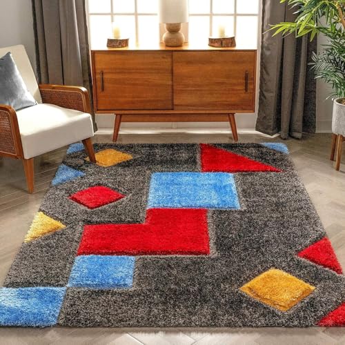 Image of Solid Fluffy Rugs and Carpet for Hall and Drawing Room 5x7 Feet M-17