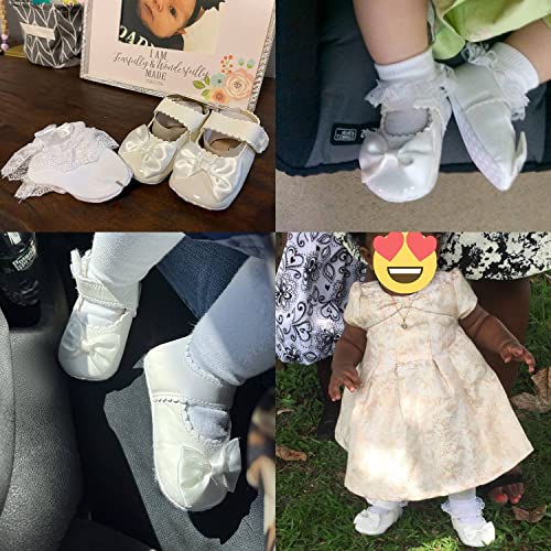 Ohsofy Infant Baby Girls Mary Jane Flats Soft Sole Non-Slip Bow Knot Princess Wedding Dress Shoes Toddler Crib Shoes #TOP1