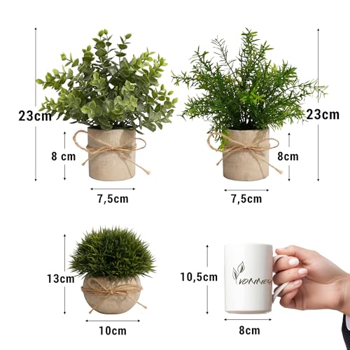 4 Stück Künstliche Pflanzen für Deko Wohnzimmer, Kunstpflanze Klein Eukalyptus, Fake Plant für Schlafzimmer Badezimmer Küchen Büro Zimmer Zuhause Innen Deko (005, 4 Stück) – Bild 4