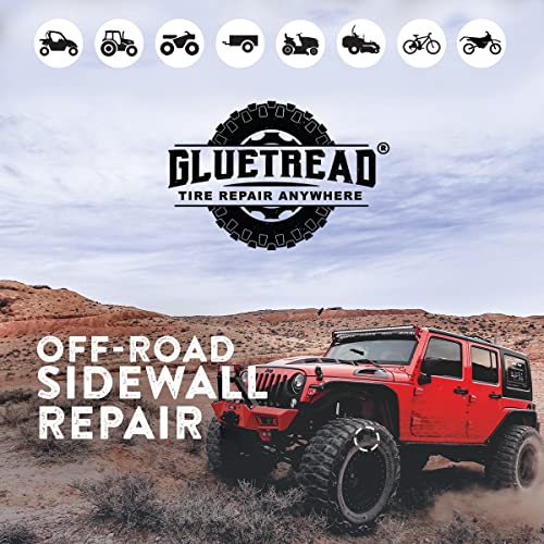 Gluetread 4X4 Sidewall Emergency Tire Repair Kit | Puncture Repair Anywhere | No Need To Remove Tire | Sidewall Tubeless Tire Patch Kit | Includes Accelerator (Eliminates Curing Time) #TOP3