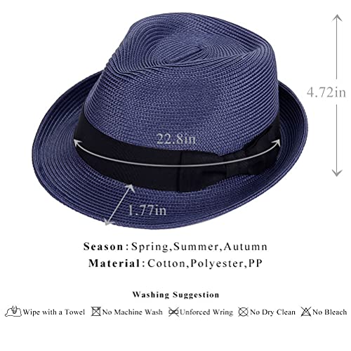Chapeau Fedora bleu taille M anti-transpiration pour soleil