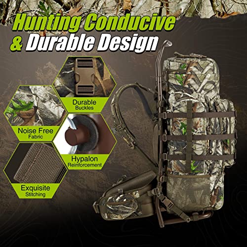 Tidewe Hunting Backpack 5500Cu With Frame And Rain Cover For Bow/Rifle/Pistol (Next Camo G2) #TOP5