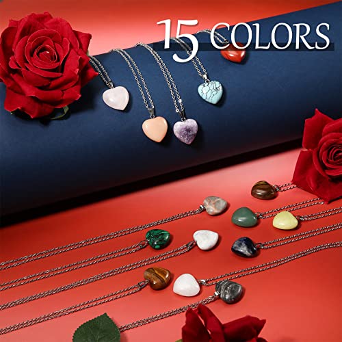 Geelin 15 Types Heart Shape Crystal Necklace Heart Crystal Charms Pendants Women Love Necklace for Christmas Valentine's Gift, Wife Girlfriend Gift Birthday Party Favor4