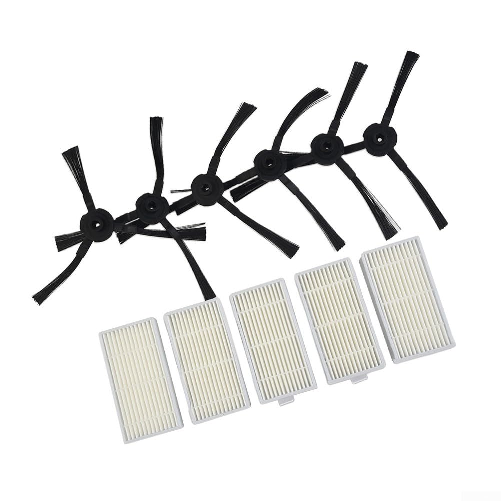 StarRing 11 Pcs Side Brush HEPA Filter Kits for Lidl for SilverCrest SSR 3000 A1 Robot Vacuum Cleaner, 5 HEPA Filters, 6 Side Brushes
