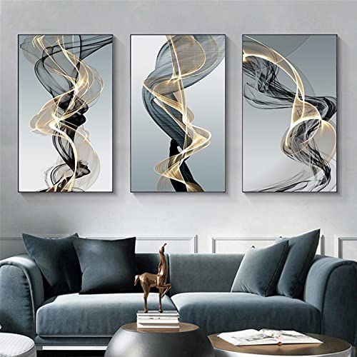 Affiches et gravures de peinture sur toile abstraite noire et or 40x60cm sans cadre
